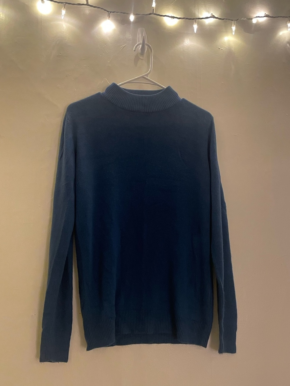 Zara Knit Blue Mock Neck Crew Sweater Soft Cozy Cute Spring Summer Longsleeve - Picture 8 of 12